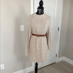 Old Navy Cream Cable Knit Sweater Dress